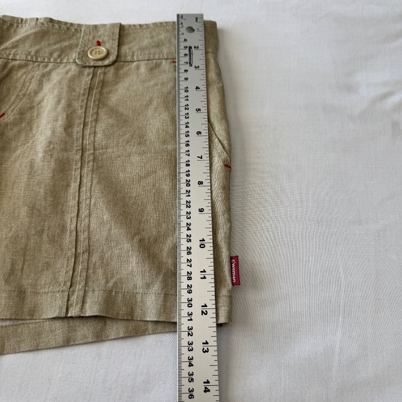 Carry‎ Women's XL Linen Blend Preppy Beach Shorts Greenish-Beige Festival Summer - Picture 12 of 13